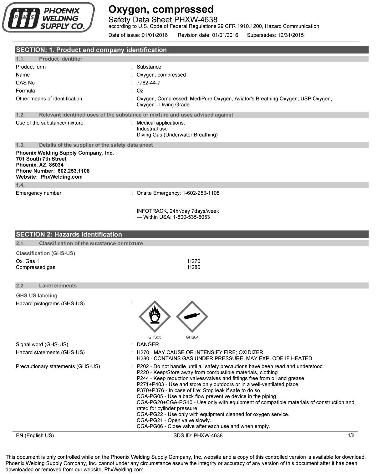 Welding Oxygen — www.stangreer.com